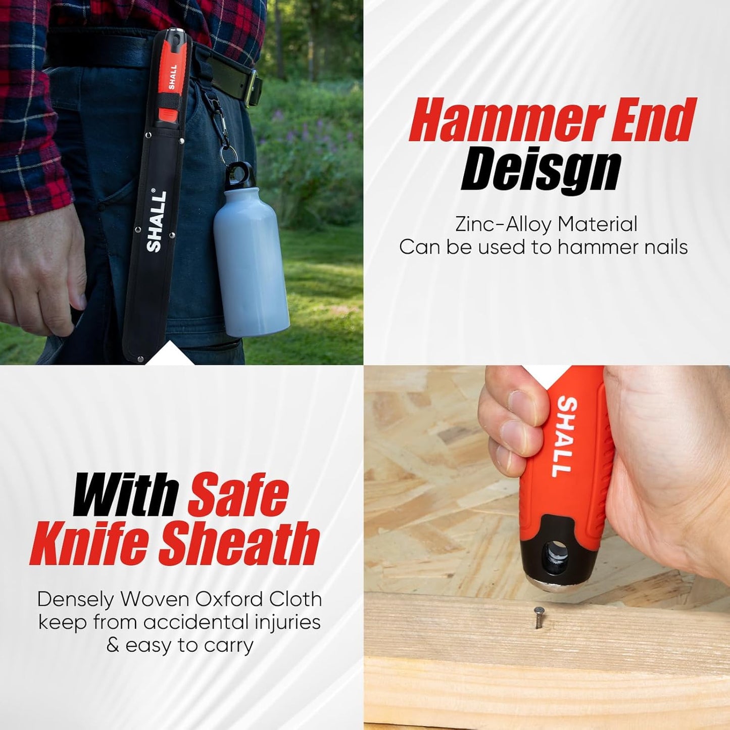 Insulation Knife, 11" Stainless Steel Blade Insulation Cutter, Dual-sided Serrated Sharp Duct Cutting Tool with Sheath for Heat Material Foam/Rockwool/Styrofoam - Sod Cutter Garden Knife