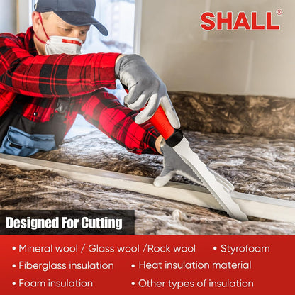 Insulation Knife, 11" Stainless Steel Blade Insulation Cutter, Dual-sided Serrated Sharp Duct Cutting Tool with Sheath for Heat Material Foam/Rockwool/Styrofoam - Sod Cutter Garden Knife