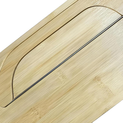 Bread Bow Knife 8 Inch - With Matching Crumb Tray, Universal Left Right Handed Design, Serrated Steel Blade, Rustic Farmhouse Kitchen Tool, Bagel Loaf Slicing Gadget | for Bakers Restaurants