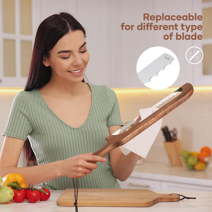 Sourdough Bread Knife,Bread Cutter, 15.7'' Serrated Bread Knife for Homemade Bread with Reliable Sourdough Crafting, Ergonomic Handler, Premium Sharpness Blade (Original Wood)