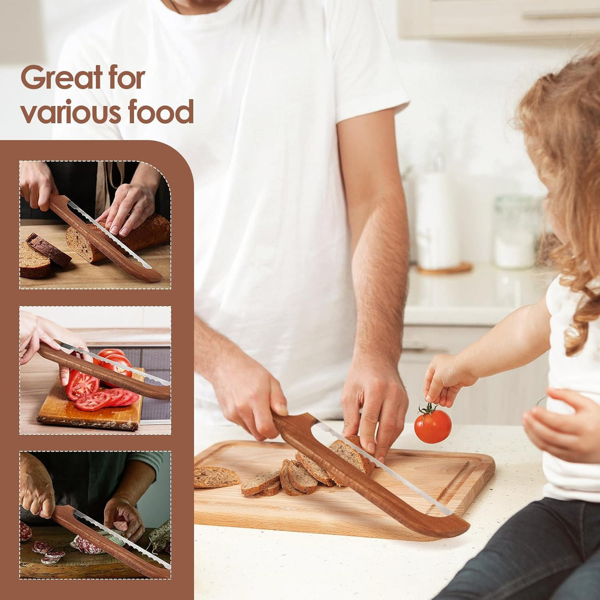 Sourdough Bread Knife,Bread Cutter, 15.7'' Serrated Bread Knife for Homemade Bread with Reliable Sourdough Crafting, Ergonomic Handler, Premium Sharpness Blade (Original Wood)