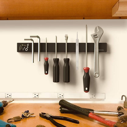 Magnetic Knife Strip No Drilling, Kitchen Knife Magnetic Holder for Wall, Kitchen Accessories Organizer Bar or Used in Organizing Tools (Stainless Steel-12 inch, Black)