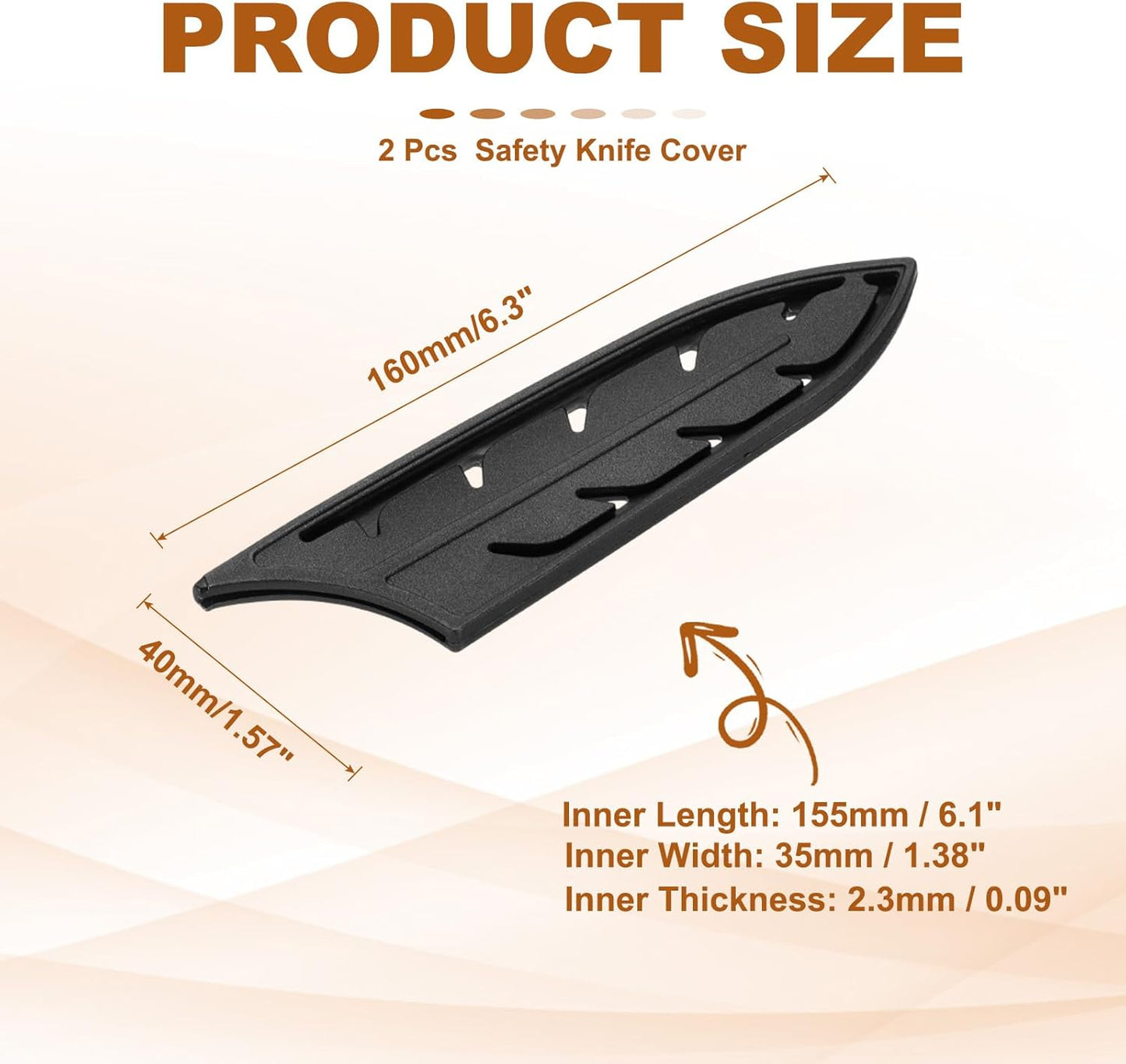 ABS Safety Knife Cover Sleeves for 5" Ceramic Knives, Universal Chopping Edge Guard Blade Protector Sheath for Kitchen Bar, Black, 12.8cm L, Pack of 2