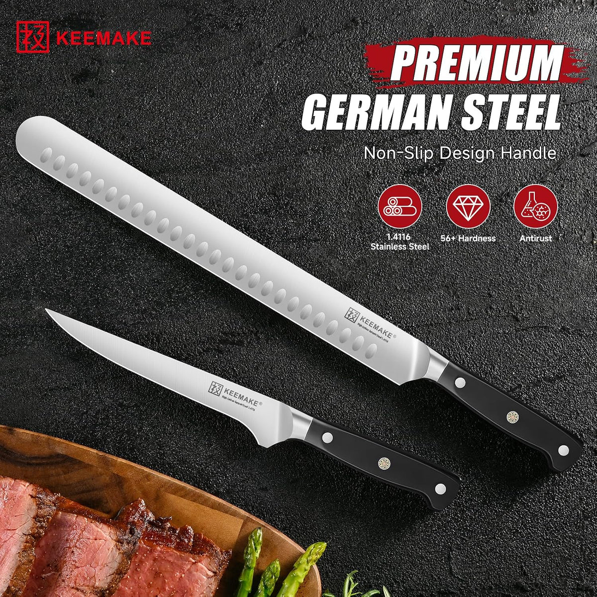 Carving Knife Set, Brisket Slicing Knife & Boning Knife For Meat
