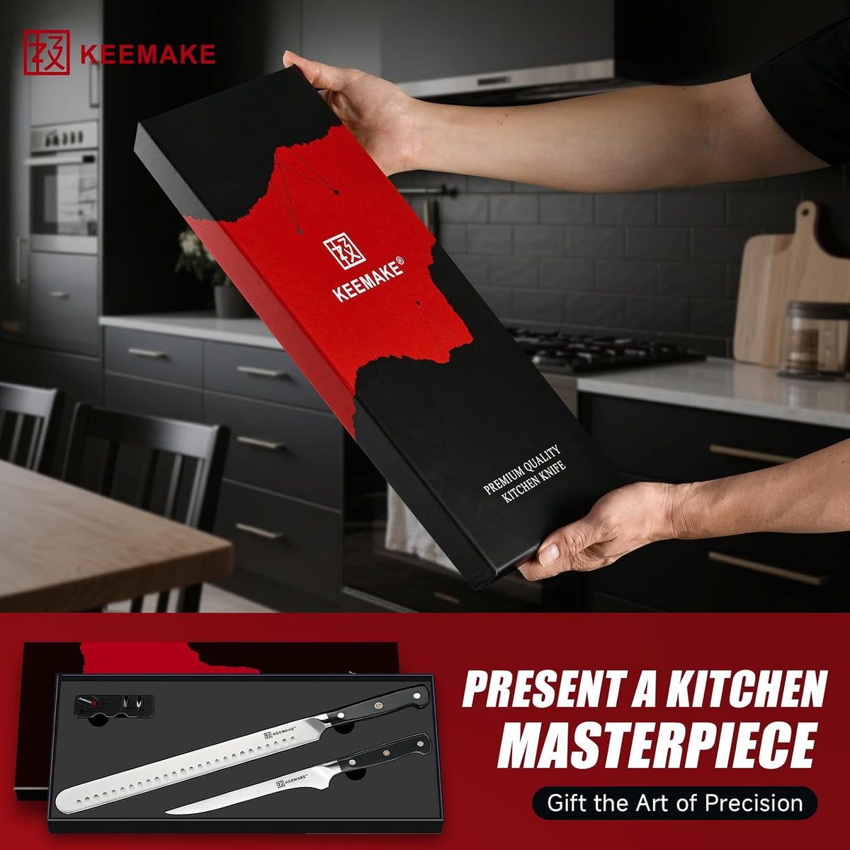 Carving Knife Set, Brisket Slicing Knife & Boning Knife For Meat