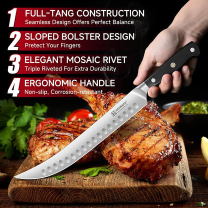 Carving Knife Set, Brisket Slicing Knife & Boning Knife For Meat