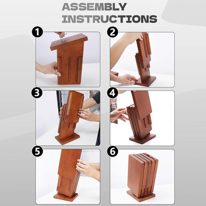 Knife Block & Universal Holder - Detachable Solid Wood Organizer for Kitchen Storage, Washable Design (No Knives Included) - Gift Ready for Chefs 1 Piece