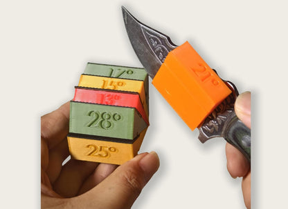 4-Piece Leather Strop Sharpening System with 13°, 15°, 17°, 21°, 25°, 28° Angle Guides – Green Compound Included, Whetstone Companion Tool