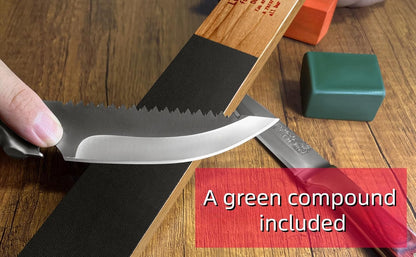 4-Piece Leather Strop Sharpening System with 13°, 15°, 17°, 21°, 25°, 28° Angle Guides – Green Compound Included, Whetstone Companion Tool