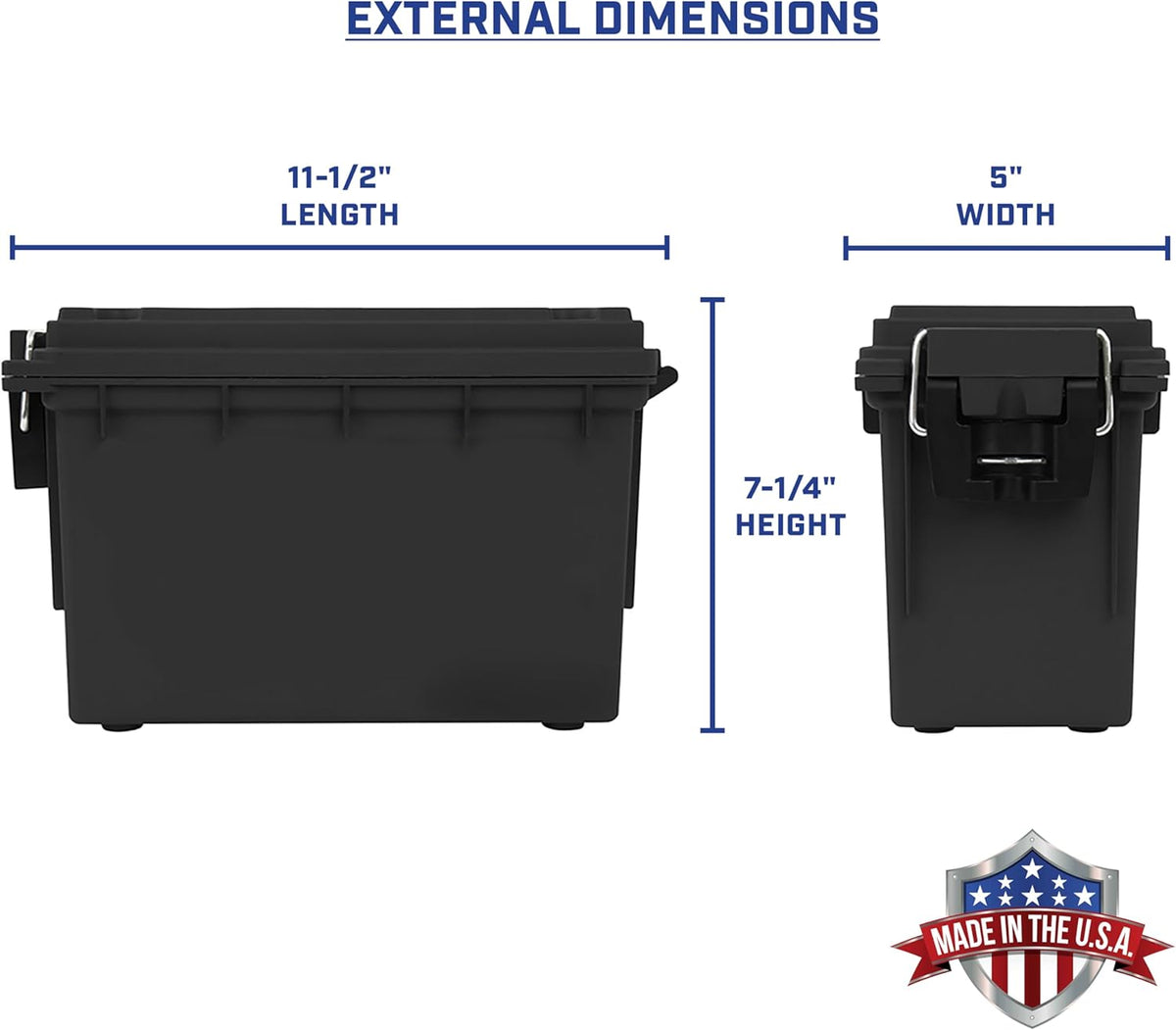 Ammo Box Made in USA, Stackable Lockable Ammo Storage Box, Black | Lockable Storage Box, Water and Dust Resistant Dry Box, Secures Hunting Gear, Gun Accessories, Supplies, and Bullets