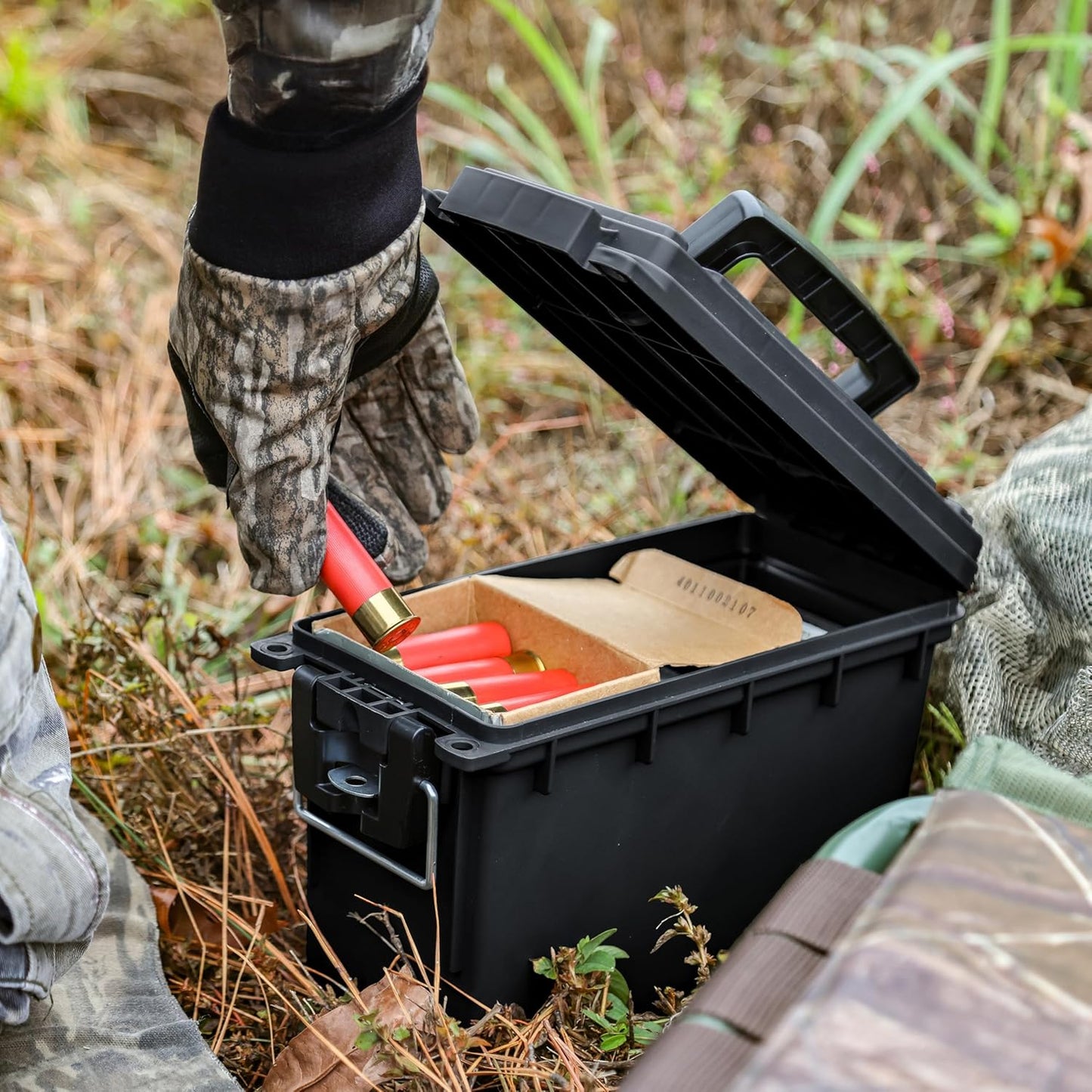 Ammo Box Made in USA, Stackable Lockable Ammo Storage Box, Black | Lockable Storage Box, Water and Dust Resistant Dry Box, Secures Hunting Gear, Gun Accessories, Supplies, and Bullets