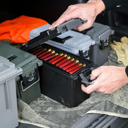 Ammo Box Made in USA, Stackable Lockable Ammo Storage Box, Black | Lockable Storage Box, Water and Dust Resistant Dry Box, Secures Hunting Gear, Gun Accessories, Supplies, and Bullets