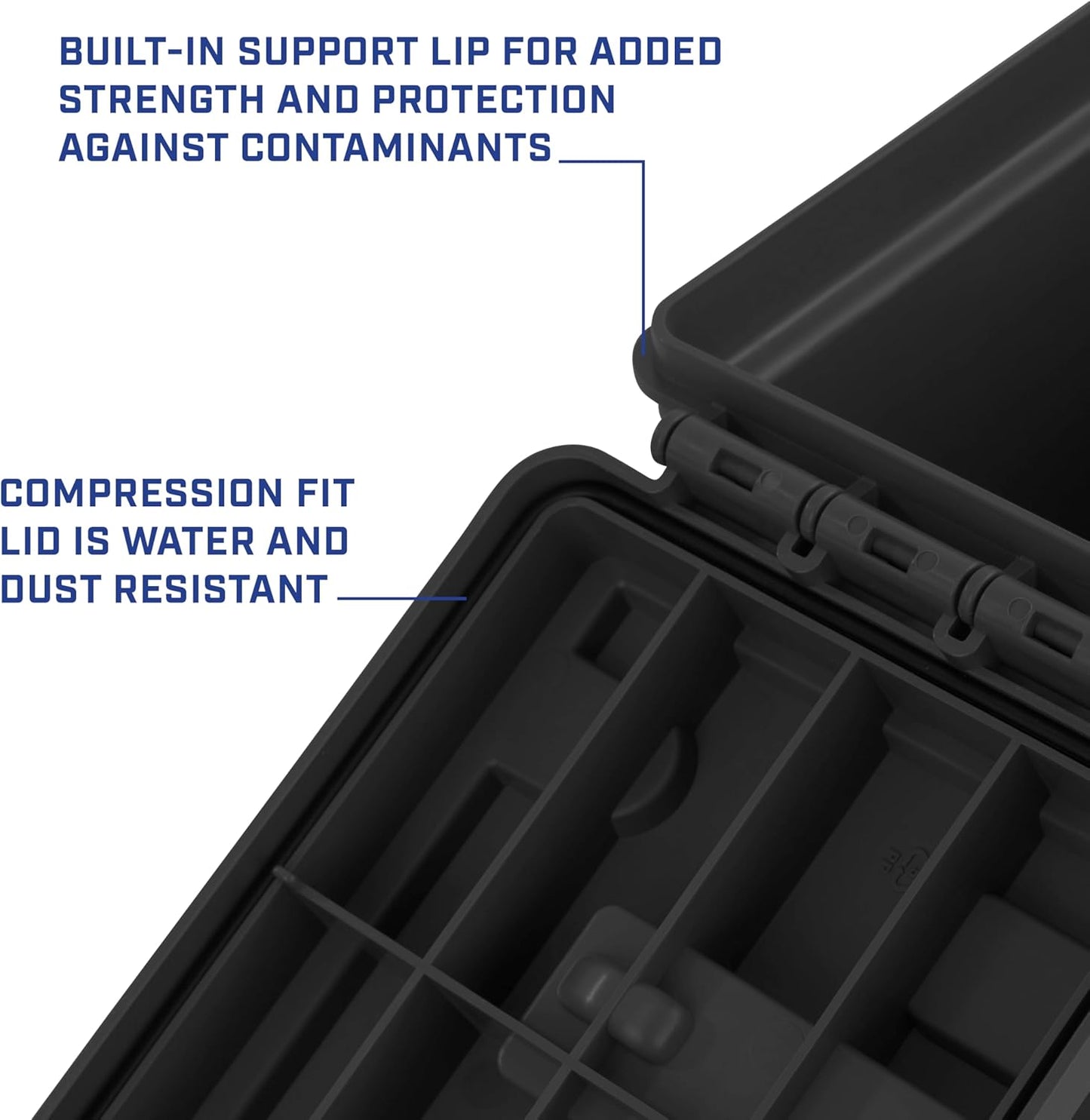 Ammo Box Made in USA, Stackable Lockable Ammo Storage Box, Black | Lockable Storage Box, Water and Dust Resistant Dry Box, Secures Hunting Gear, Gun Accessories, Supplies, and Bullets
