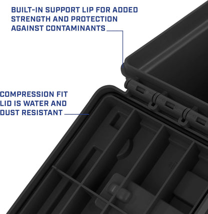 Ammo Box Made in USA, Stackable Lockable Ammo Storage Box, Black | Lockable Storage Box, Water and Dust Resistant Dry Box, Secures Hunting Gear, Gun Accessories, Supplies, and Bullets