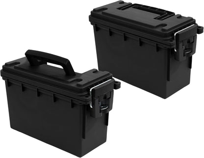 Ammo Box Made in USA, Stackable Lockable Ammo Storage Box, Black | Lockable Storage Box, Water and Dust Resistant Dry Box, Secures Hunting Gear, Gun Accessories, Supplies, and Bullets