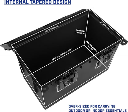 Ammo Box Made in USA, Stackable Lockable Ammo Storage Box, Black | Lockable Storage Box, Water and Dust Resistant Dry Box, Secures Hunting Gear, Gun Accessories, Supplies, and Bullets