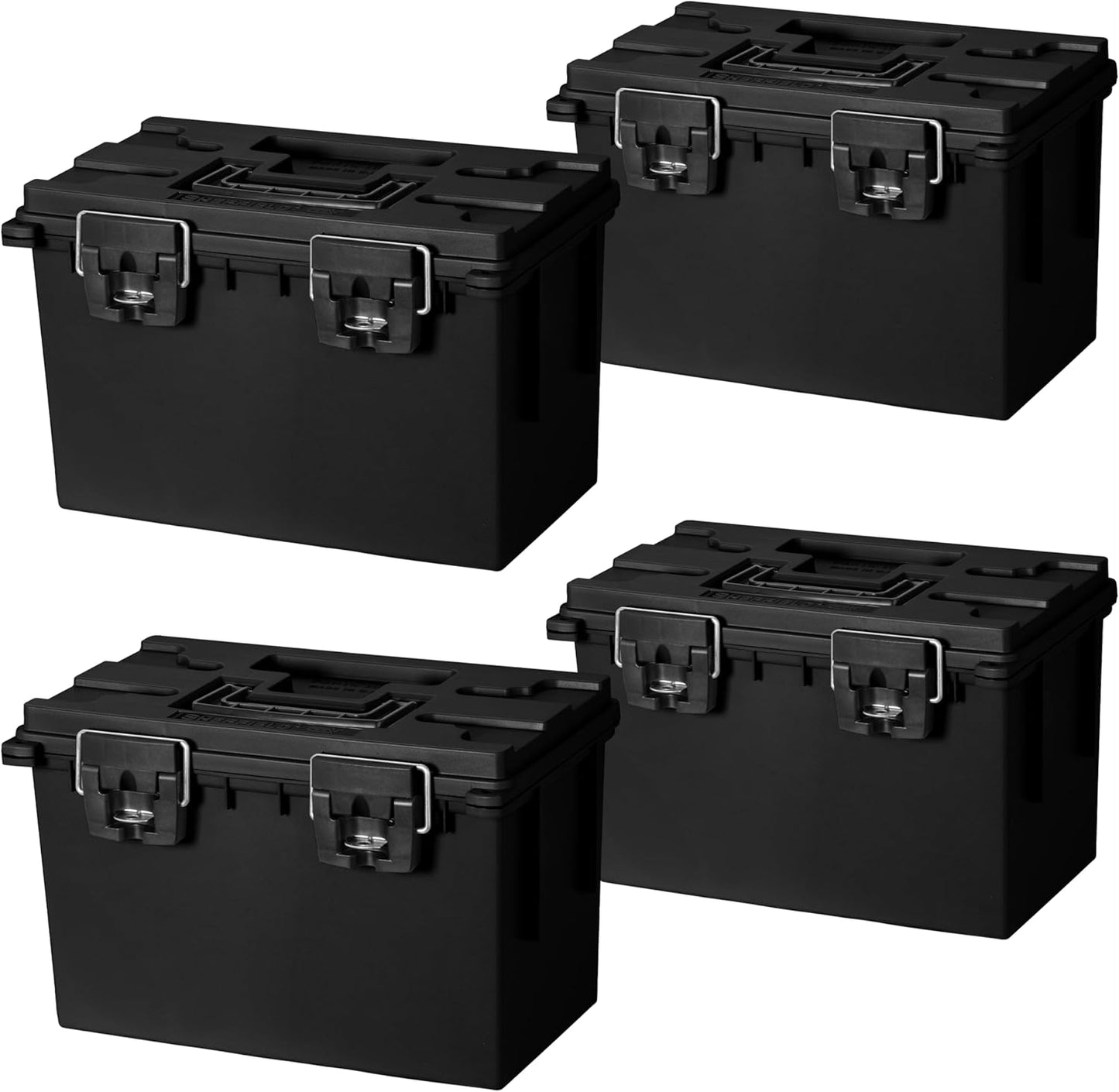 Ammo Box Made in USA, Stackable Lockable Ammo Storage Box, Black | Lockable Storage Box, Water and Dust Resistant Dry Box, Secures Hunting Gear, Gun Accessories, Supplies, and Bullets