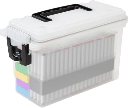Ammo Box Made in USA, Stackable Lockable Ammo Storage Box, Black | Lockable Storage Box, Water and Dust Resistant Dry Box, Secures Hunting Gear, Gun Accessories, Supplies, and Bullets