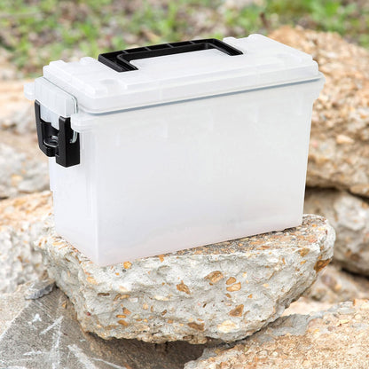 Ammo Box Made in USA, Stackable Lockable Ammo Storage Box, Black | Lockable Storage Box, Water and Dust Resistant Dry Box, Secures Hunting Gear, Gun Accessories, Supplies, and Bullets