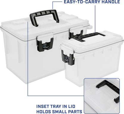 Ammo Box Made in USA, Stackable Lockable Ammo Storage Box, Black | Lockable Storage Box, Water and Dust Resistant Dry Box, Secures Hunting Gear, Gun Accessories, Supplies, and Bullets