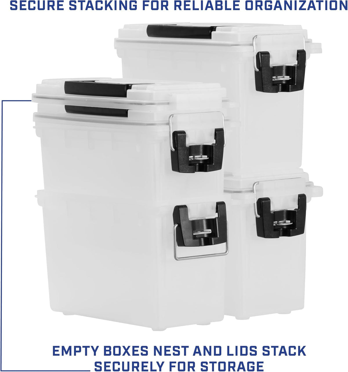 Ammo Box Made in USA, Stackable Lockable Ammo Storage Box, Black | Lockable Storage Box, Water and Dust Resistant Dry Box, Secures Hunting Gear, Gun Accessories, Supplies, and Bullets