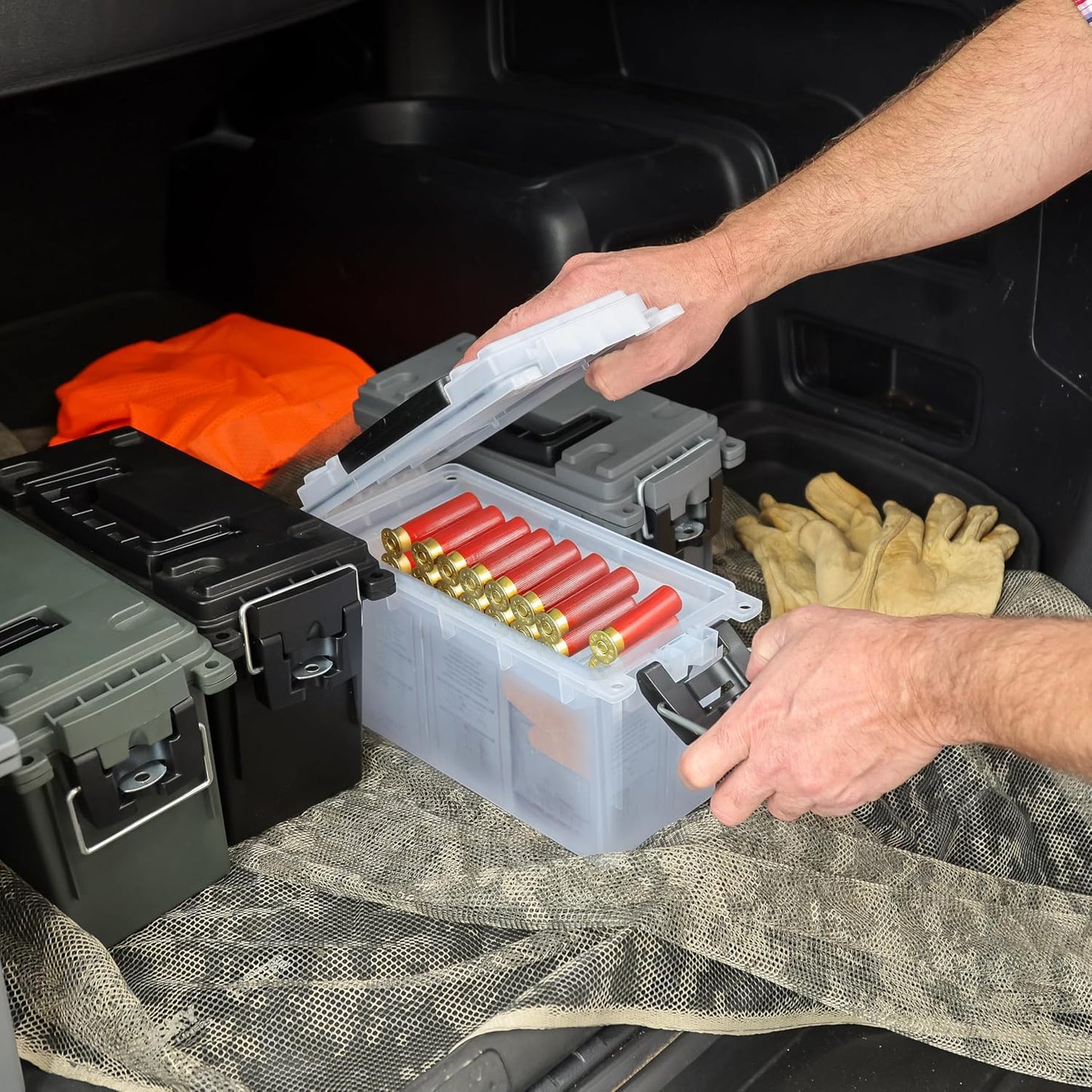 Ammo Box Made in USA, Stackable Lockable Ammo Storage Box, Black | Lockable Storage Box, Water and Dust Resistant Dry Box, Secures Hunting Gear, Gun Accessories, Supplies, and Bullets
