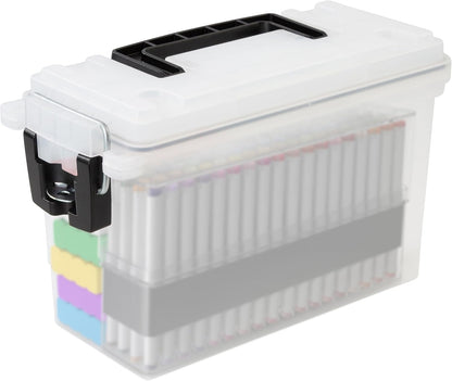Ammo Box Made in USA, Stackable Lockable Ammo Storage Box, Black | Lockable Storage Box, Water and Dust Resistant Dry Box, Secures Hunting Gear, Gun Accessories, Supplies, and Bullets