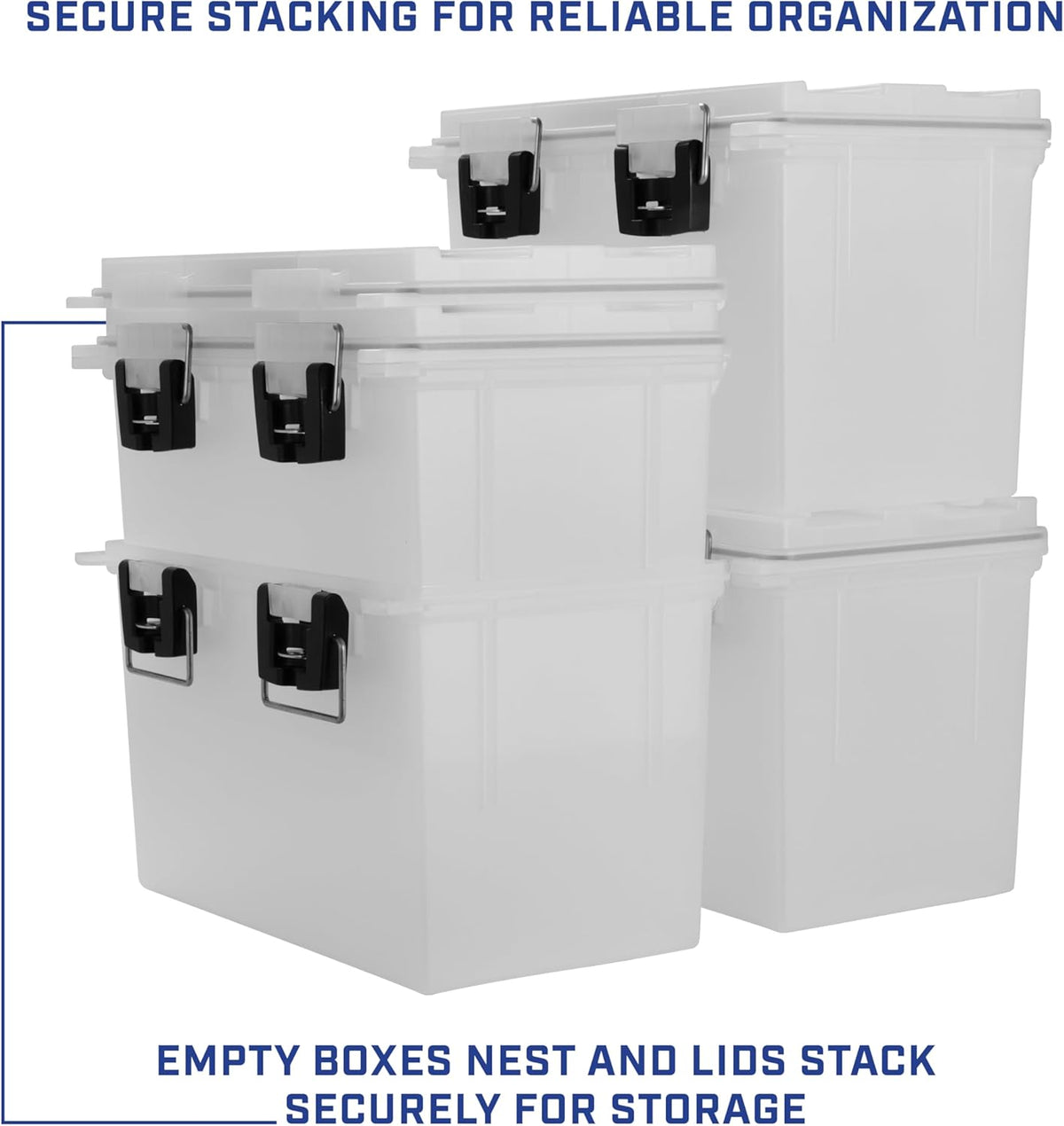 Ammo Box Made in USA, Stackable Lockable Ammo Storage Box, Black | Lockable Storage Box, Water and Dust Resistant Dry Box, Secures Hunting Gear, Gun Accessories, Supplies, and Bullets