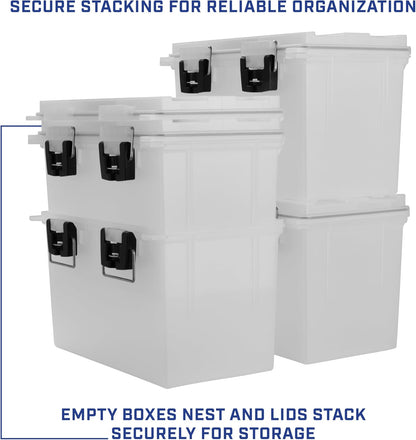 Ammo Box Made in USA, Stackable Lockable Ammo Storage Box, Black | Lockable Storage Box, Water and Dust Resistant Dry Box, Secures Hunting Gear, Gun Accessories, Supplies, and Bullets