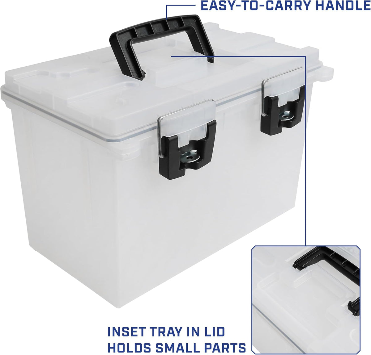 Ammo Box Made in USA, Stackable Lockable Ammo Storage Box, Black | Lockable Storage Box, Water and Dust Resistant Dry Box, Secures Hunting Gear, Gun Accessories, Supplies, and Bullets