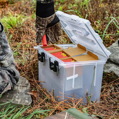 Ammo Box Made in USA, Stackable Lockable Ammo Storage Box, Black | Lockable Storage Box, Water and Dust Resistant Dry Box, Secures Hunting Gear, Gun Accessories, Supplies, and Bullets