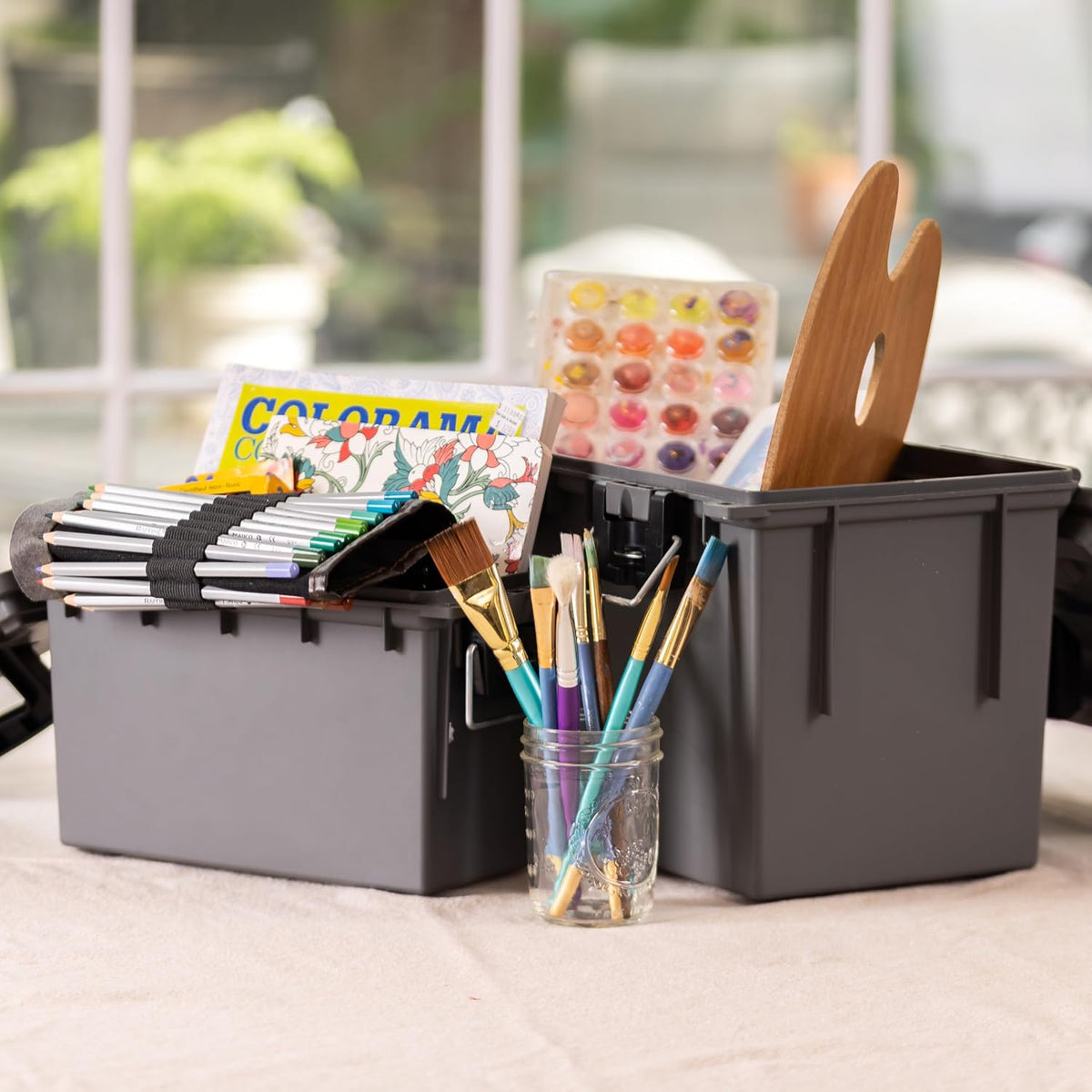Ammo Box Made in USA, Stackable Lockable Ammo Storage Box, Black | Lockable Storage Box, Water and Dust Resistant Dry Box, Secures Hunting Gear, Gun Accessories, Supplies, and Bullets