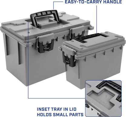 Ammo Box Made in USA, Stackable Lockable Ammo Storage Box, Black | Lockable Storage Box, Water and Dust Resistant Dry Box, Secures Hunting Gear, Gun Accessories, Supplies, and Bullets