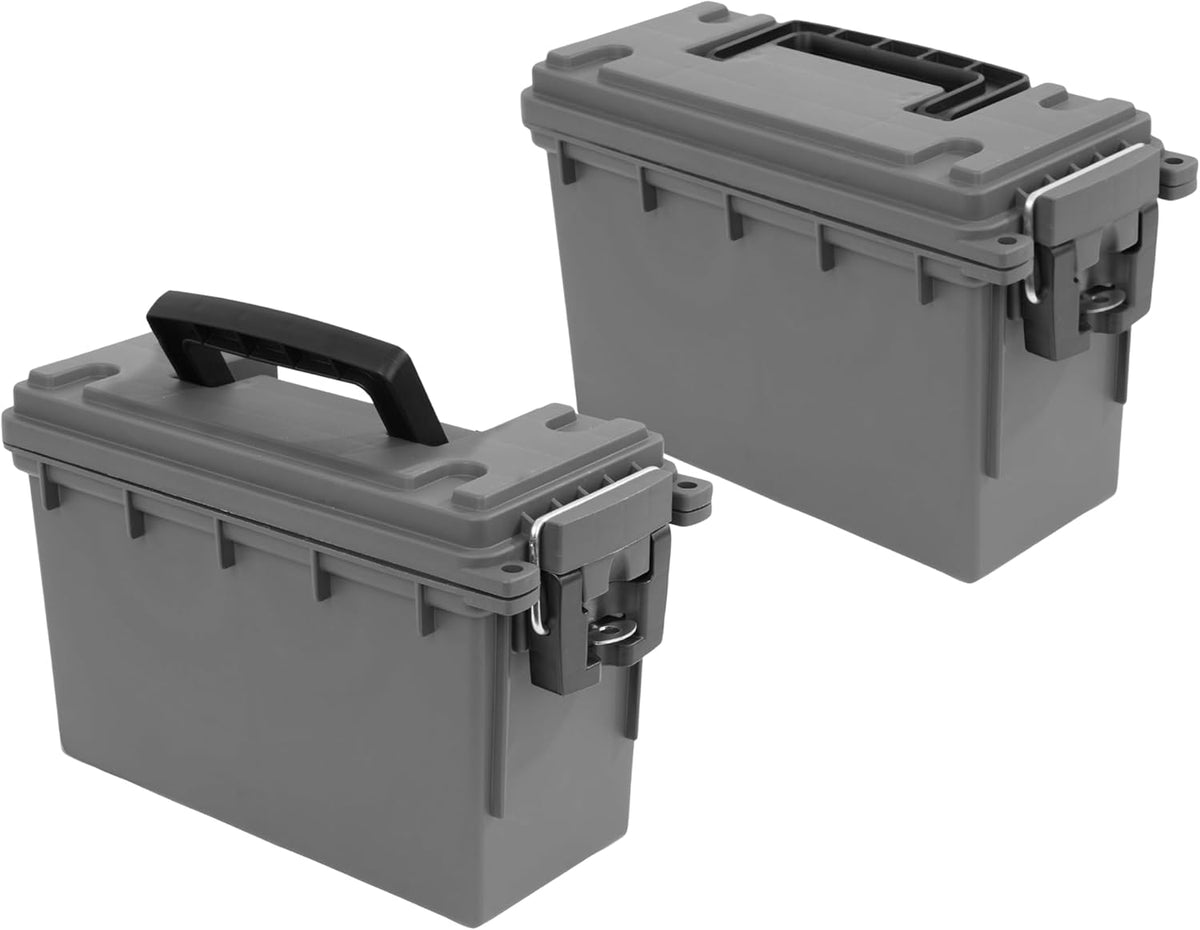 Ammo Box Made in USA, Stackable Lockable Ammo Storage Box, Black | Lockable Storage Box, Water and Dust Resistant Dry Box, Secures Hunting Gear, Gun Accessories, Supplies, and Bullets
