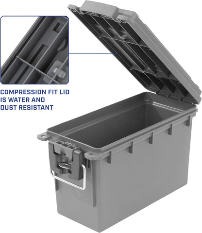 Ammo Box Made in USA, Stackable Lockable Ammo Storage Box, Black | Lockable Storage Box, Water and Dust Resistant Dry Box, Secures Hunting Gear, Gun Accessories, Supplies, and Bullets