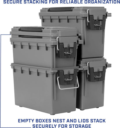 Ammo Box Made in USA, Stackable Lockable Ammo Storage Box, Black | Lockable Storage Box, Water and Dust Resistant Dry Box, Secures Hunting Gear, Gun Accessories, Supplies, and Bullets