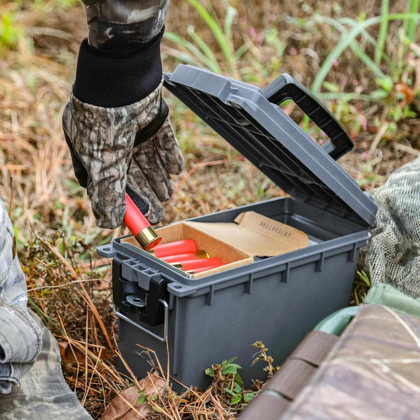 Ammo Box Made in USA, Stackable Lockable Ammo Storage Box, Black | Lockable Storage Box, Water and Dust Resistant Dry Box, Secures Hunting Gear, Gun Accessories, Supplies, and Bullets