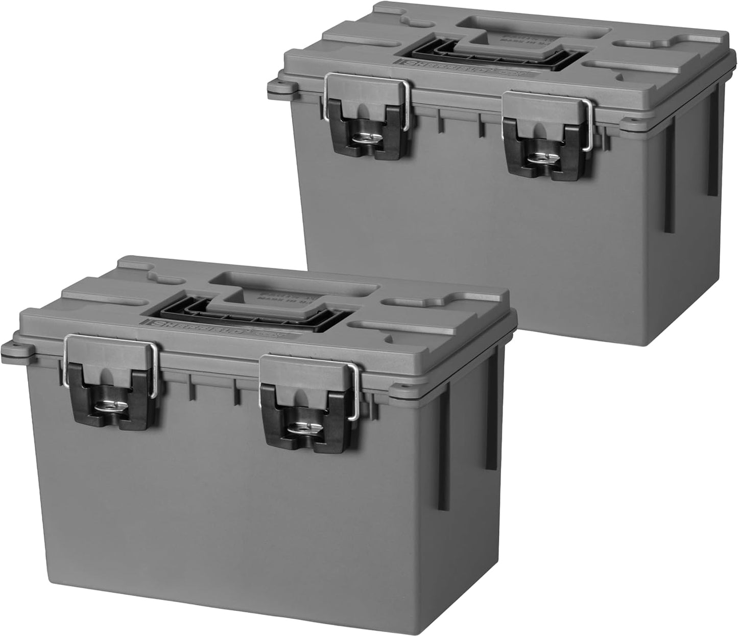 Ammo Box Made in USA, Stackable Lockable Ammo Storage Box, Black | Lockable Storage Box, Water and Dust Resistant Dry Box, Secures Hunting Gear, Gun Accessories, Supplies, and Bullets
