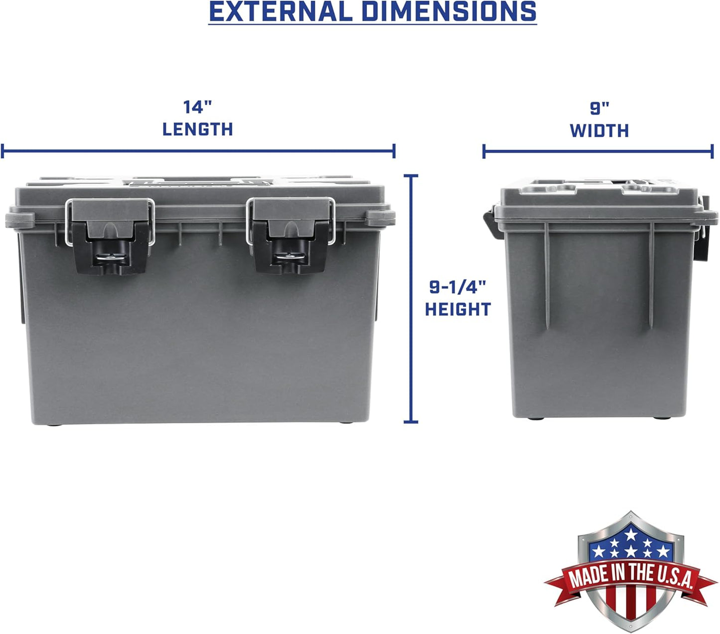 Ammo Box Made in USA, Stackable Lockable Ammo Storage Box, Black | Lockable Storage Box, Water and Dust Resistant Dry Box, Secures Hunting Gear, Gun Accessories, Supplies, and Bullets