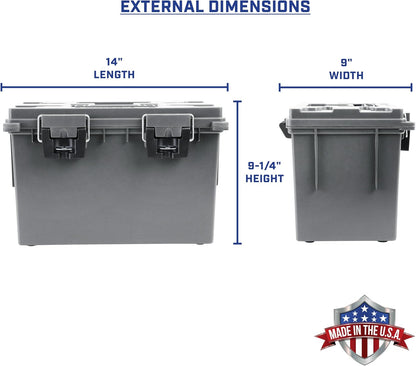 Ammo Box Made in USA, Stackable Lockable Ammo Storage Box, Black | Lockable Storage Box, Water and Dust Resistant Dry Box, Secures Hunting Gear, Gun Accessories, Supplies, and Bullets