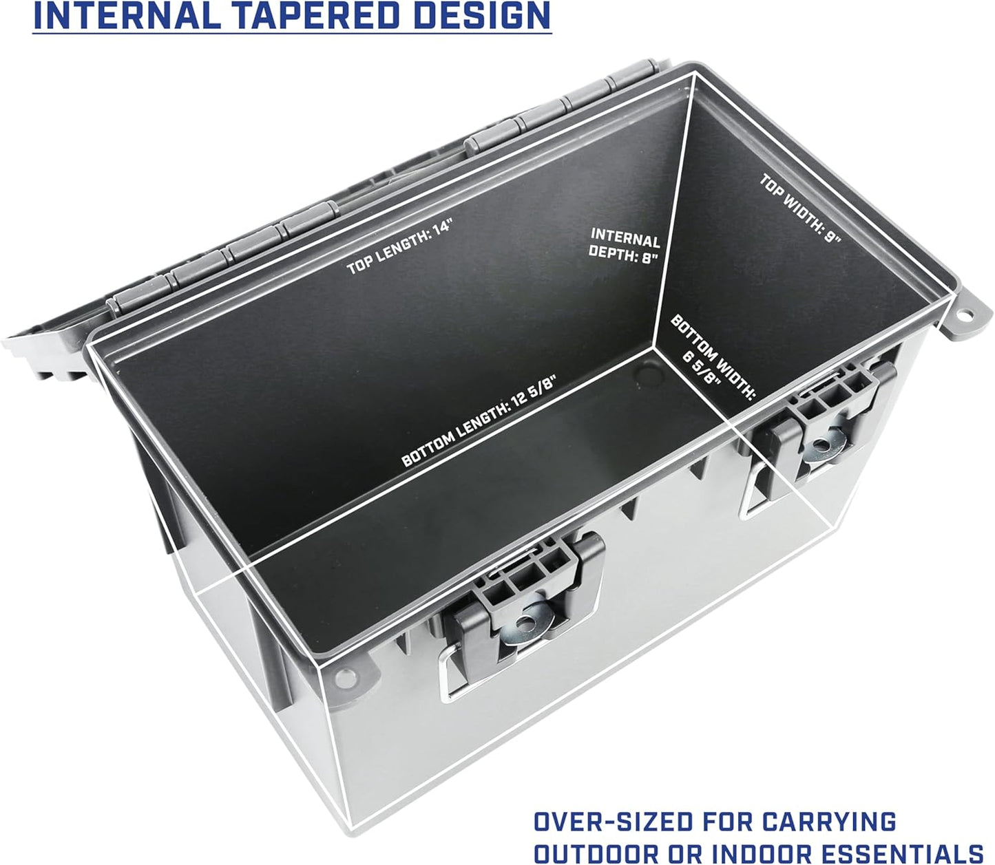 Ammo Box Made in USA, Stackable Lockable Ammo Storage Box, Black | Lockable Storage Box, Water and Dust Resistant Dry Box, Secures Hunting Gear, Gun Accessories, Supplies, and Bullets