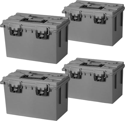 Ammo Box Made in USA, Stackable Lockable Ammo Storage Box, Black | Lockable Storage Box, Water and Dust Resistant Dry Box, Secures Hunting Gear, Gun Accessories, Supplies, and Bullets