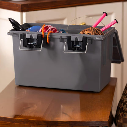Ammo Box Made in USA, Stackable Lockable Ammo Storage Box, Black | Lockable Storage Box, Water and Dust Resistant Dry Box, Secures Hunting Gear, Gun Accessories, Supplies, and Bullets