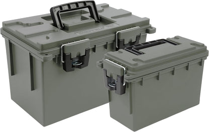 Ammo Box Made in USA, Stackable Lockable Ammo Storage Box, Black | Lockable Storage Box, Water and Dust Resistant Dry Box, Secures Hunting Gear, Gun Accessories, Supplies, and Bullets