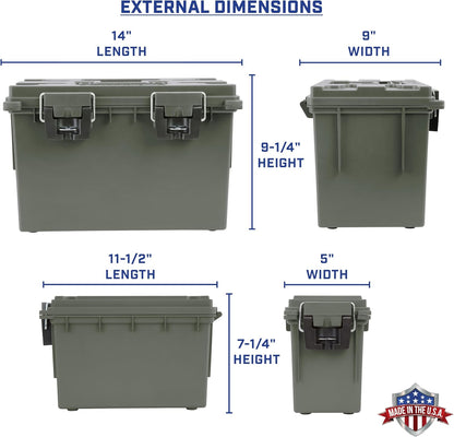Ammo Box Made in USA, Stackable Lockable Ammo Storage Box, Black | Lockable Storage Box, Water and Dust Resistant Dry Box, Secures Hunting Gear, Gun Accessories, Supplies, and Bullets