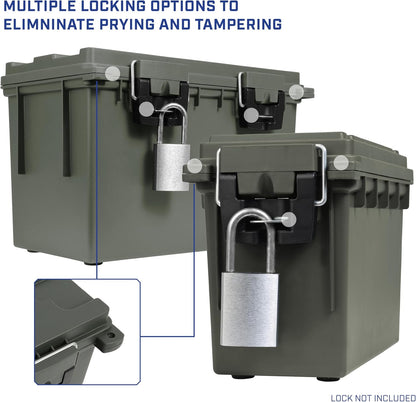 Ammo Box Made in USA, Stackable Lockable Ammo Storage Box, Black | Lockable Storage Box, Water and Dust Resistant Dry Box, Secures Hunting Gear, Gun Accessories, Supplies, and Bullets