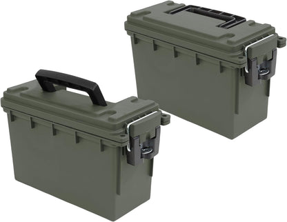 Ammo Box Made in USA, Stackable Lockable Ammo Storage Box, Black | Lockable Storage Box, Water and Dust Resistant Dry Box, Secures Hunting Gear, Gun Accessories, Supplies, and Bullets