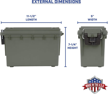 Ammo Box Made in USA, Stackable Lockable Ammo Storage Box, Black | Lockable Storage Box, Water and Dust Resistant Dry Box, Secures Hunting Gear, Gun Accessories, Supplies, and Bullets
