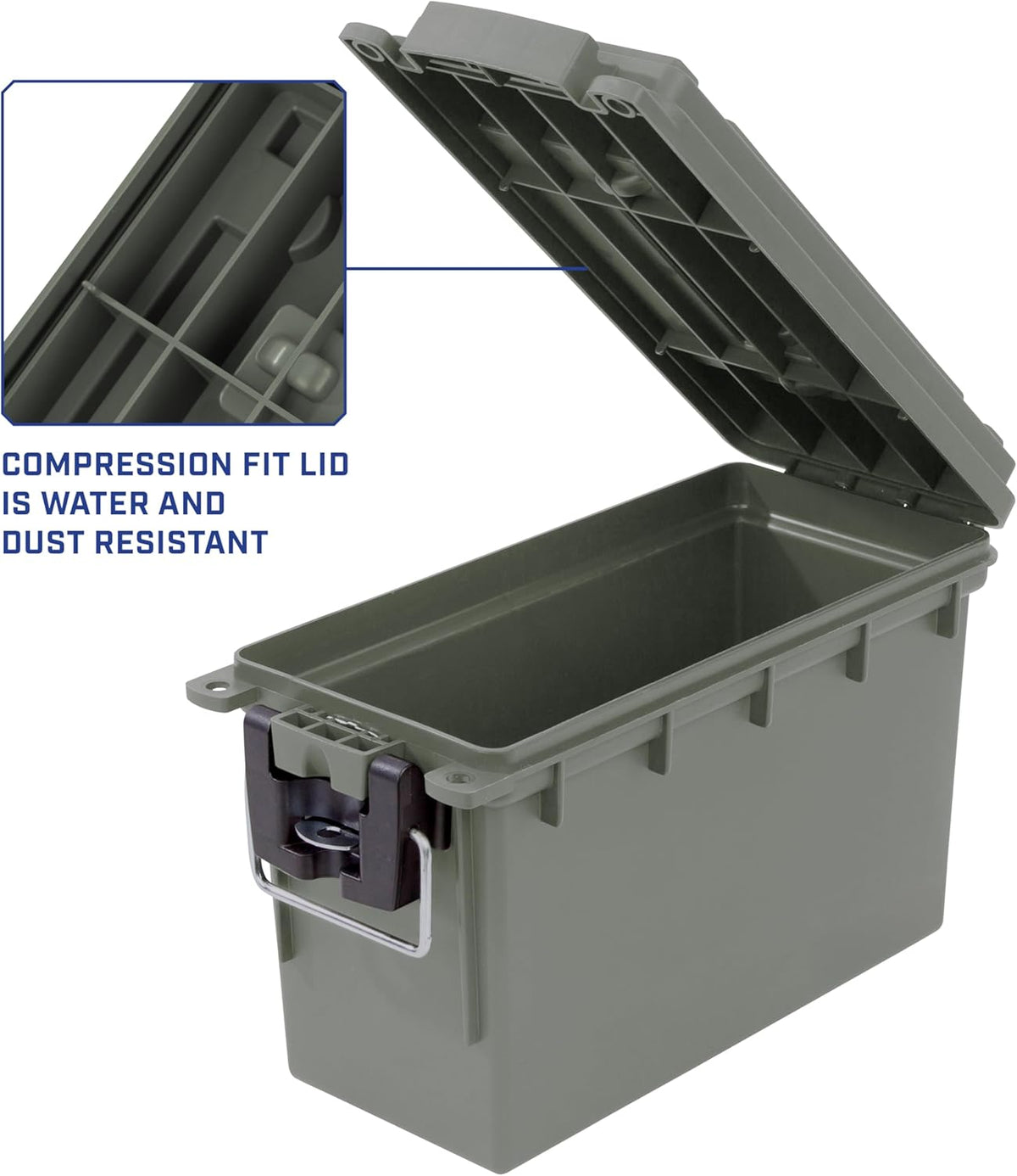 Ammo Box Made in USA, Stackable Lockable Ammo Storage Box, Black | Lockable Storage Box, Water and Dust Resistant Dry Box, Secures Hunting Gear, Gun Accessories, Supplies, and Bullets