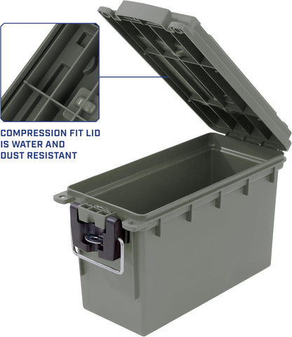Ammo Box Made in USA, Stackable Lockable Ammo Storage Box, Black | Lockable Storage Box, Water and Dust Resistant Dry Box, Secures Hunting Gear, Gun Accessories, Supplies, and Bullets